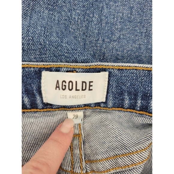 Agolde 29 Nico Slim Fit Straight Jeans Pants High Rise Betray Blue - Picture 7 of 10
